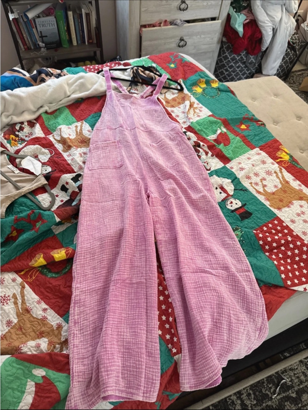 Zenana Outfitters Pink Gauze Wide-Leg Jumpsuit - Picture 3 of 5